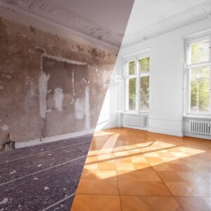 apartment room before and after restoration or refurbishment -  renovation concept   -